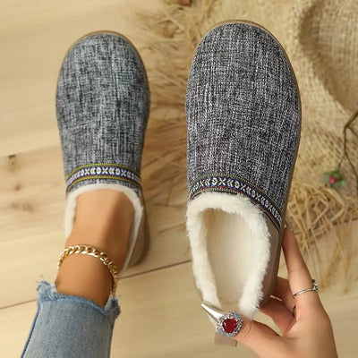 Geometryczne buty zimowe z tkaniny dla kobiet