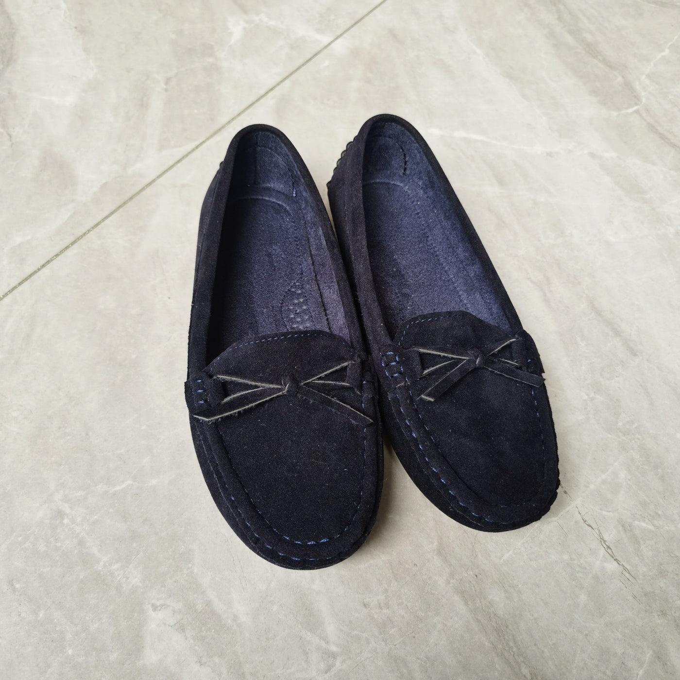 Retro loafersy z kokardą, buty wsuwane z okrągłym noskiem