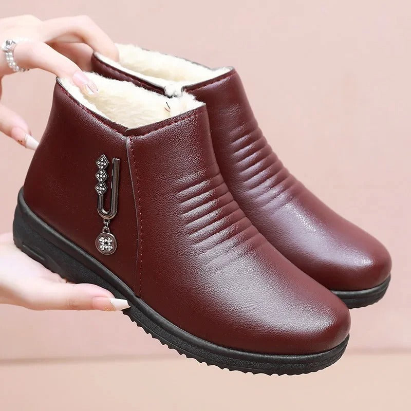Damskie skórzane buty zimowe – ciepłe, modne i wygodne buty na płaskim obcasie na każdy dzień