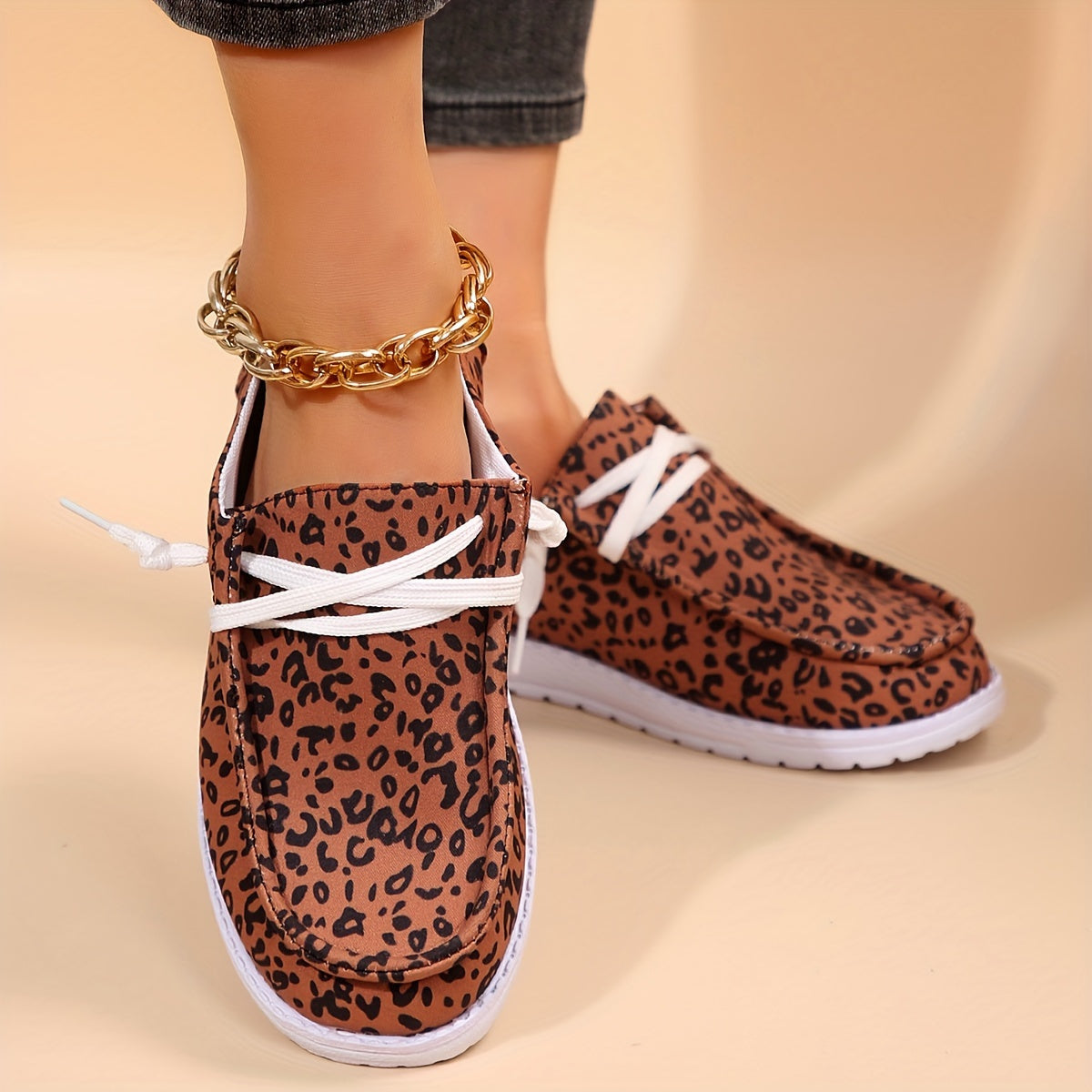 Damskie loafersy - Stylowe buty letnie ze sznurowadłami i nadrukiem