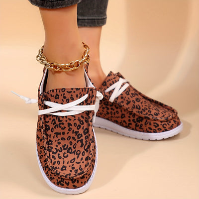 Damskie loafersy - Stylowe buty letnie ze sznurowadłami i nadrukiem