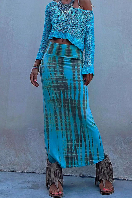 Spódnica z wysokim stanem i techniką tie-dye Roxanne