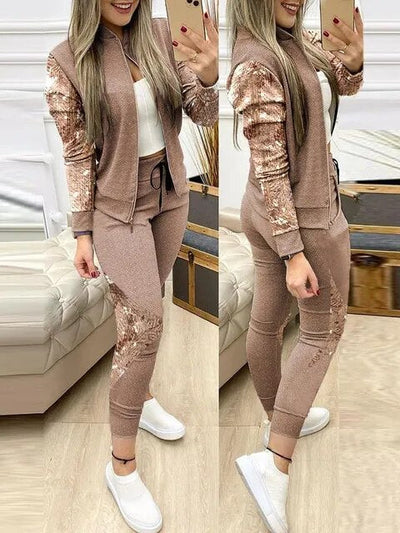 Dwuczęściowy zestaw Vivienne, swobodny dres z zamkiem błyskawicznym