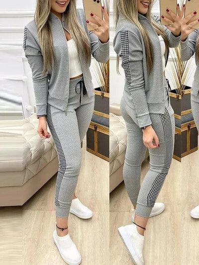 Dwuczęściowy zestaw Vivienne, swobodny dres z zamkiem błyskawicznym