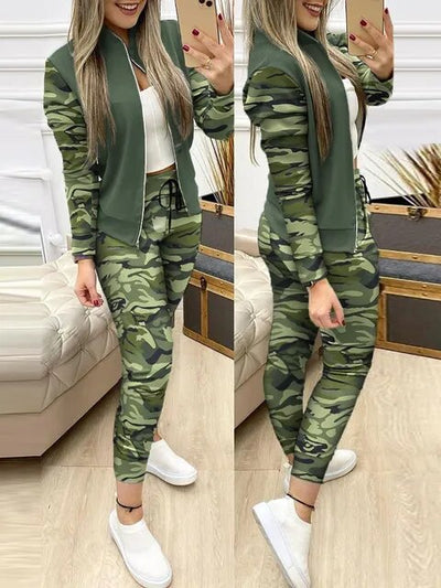 Dwuczęściowy zestaw Vivienne, swobodny dres z zamkiem błyskawicznym
