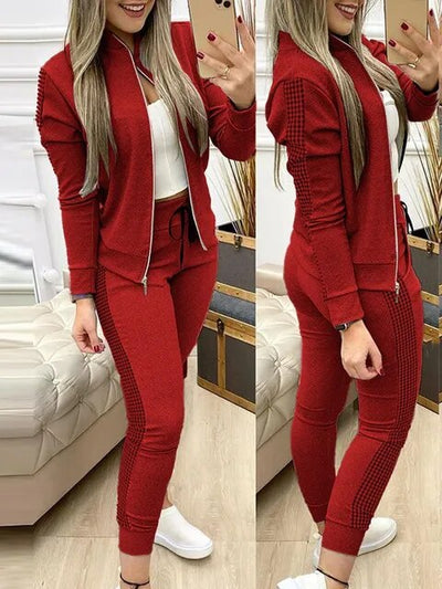 Dwuczęściowy zestaw Vivienne, swobodny dres z zamkiem błyskawicznym
