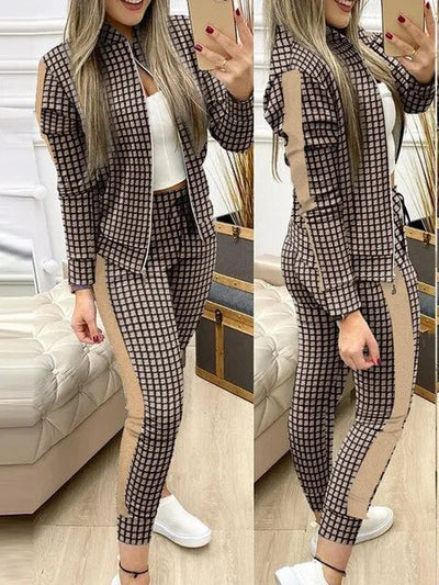 Dwuczęściowy zestaw Vivienne, swobodny dres z zamkiem błyskawicznym