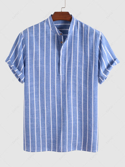 Ambrosi™ - Elegancki męski zestaw casualowy z koszulą w paski i wygodnymi krótkimi spodniami