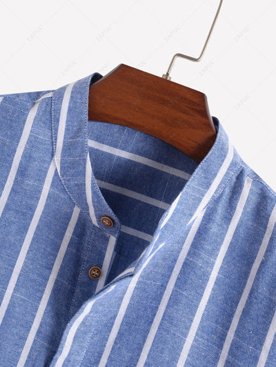 Ambrosi™ - Elegancki męski zestaw casualowy z koszulą w paski i wygodnymi krótkimi spodniami