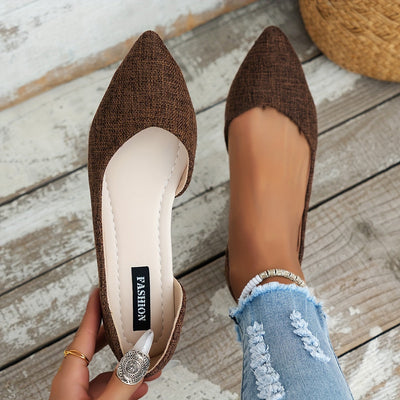 Elegancki czubek palca płaski, wycięty boku Tweed-Slip-On Buty