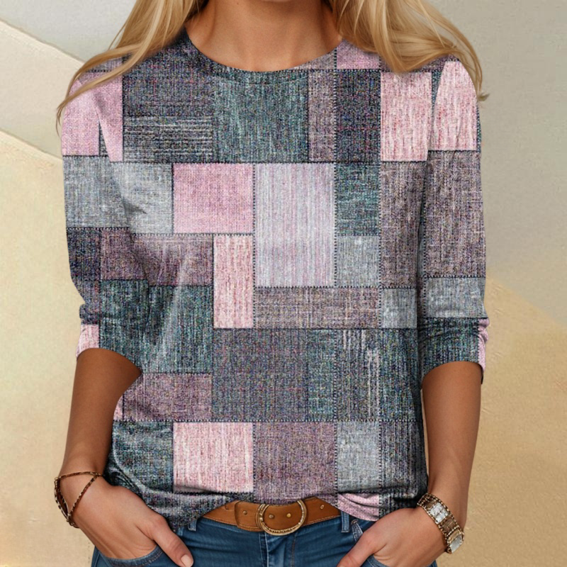 T-shirt w kratkę w stylu vintage