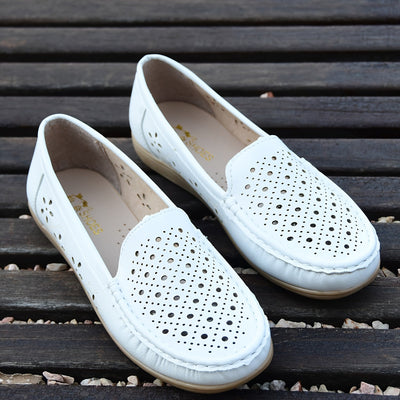 Damskie wydrążone mokasyny, oddychające płaskie buty wsuwane