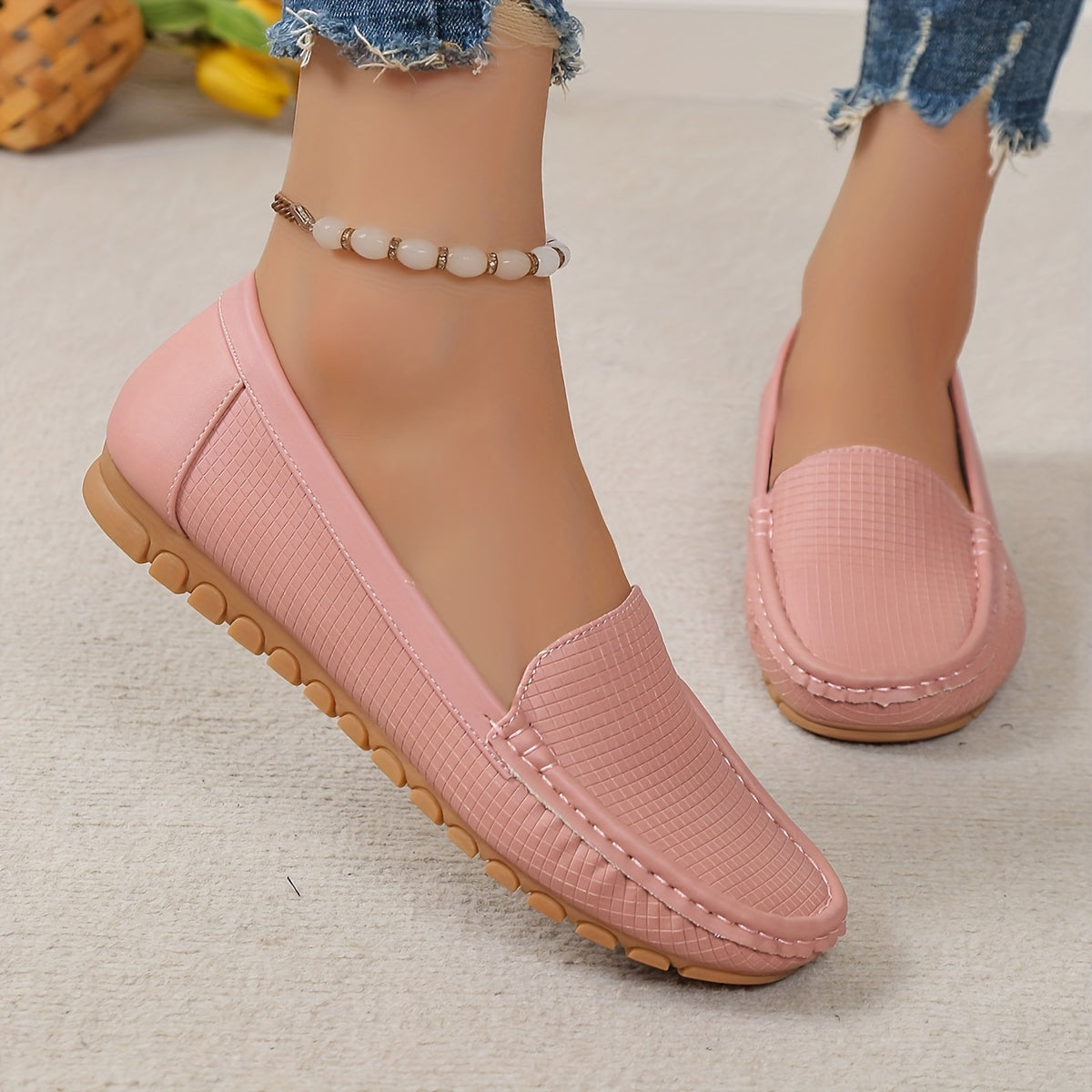 Letnie loafersy damskie - wygodne buty wsuwane z flanelową podszewką