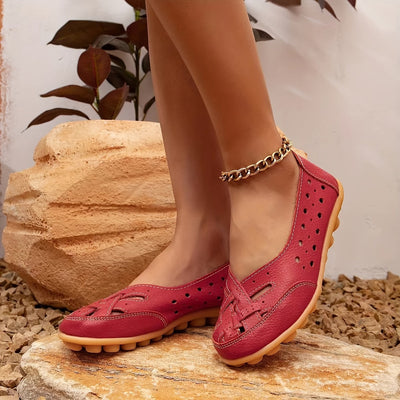 Damskie loafersy z poprzecznymi paskami, oddychające i wygodne buty wsuwane