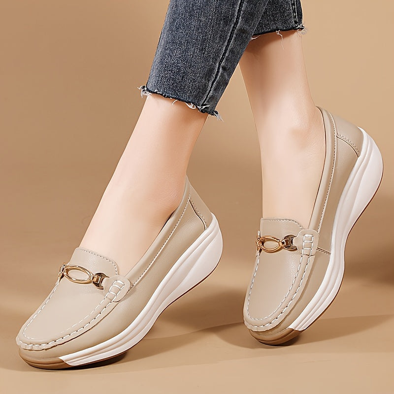 Letnie loafersy damskie - Wygodne buty wsuwane z grubą podeszwą