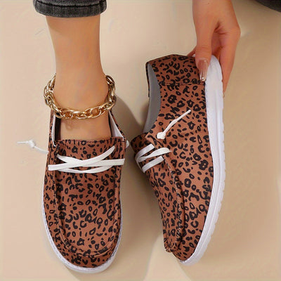 Damskie loafersy - Stylowe buty letnie ze sznurowadłami i nadrukiem