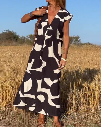 Sukienka z nadrukiem Mirabella™ V-Neck: Eksplozja stylu i elegancji!