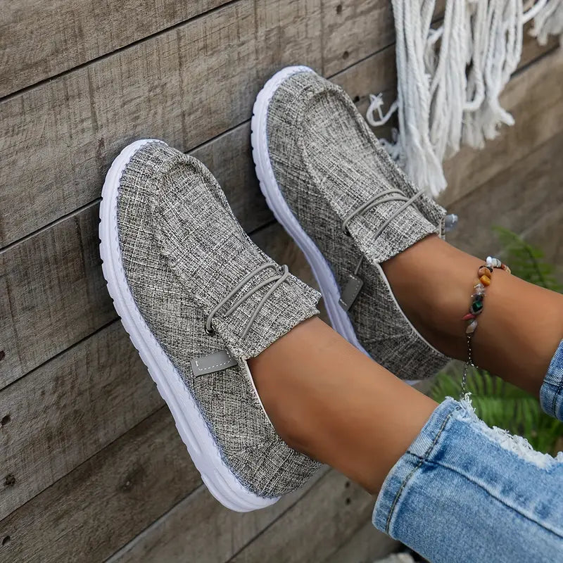 Damskie wsuwane loafersy - wygodne buty letnie wykonane z płótna