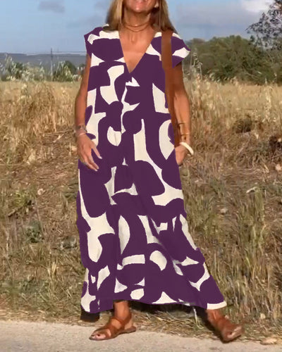 Sukienka z nadrukiem Mirabella™ V-Neck: Eksplozja stylu i elegancji!