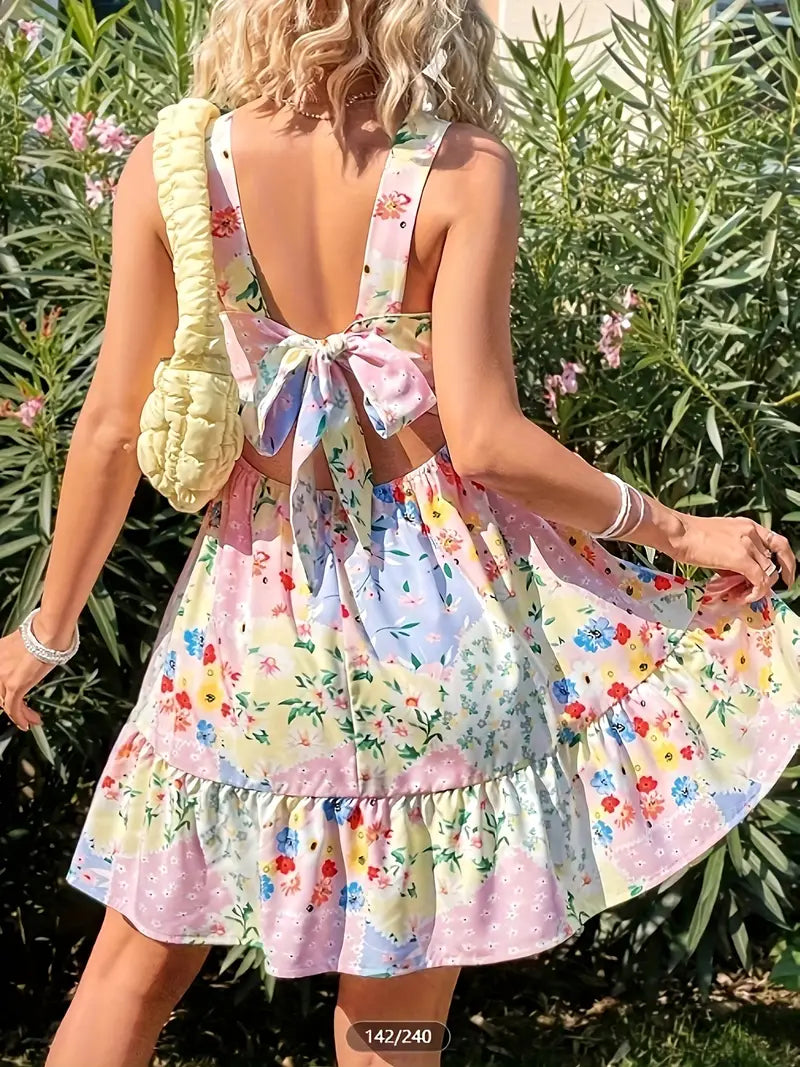 Elegancka sukienka w kwiaty dla kobiet - romantyczna letnia sukienka maxi z pastelowym kwiatowym nadrukiem
