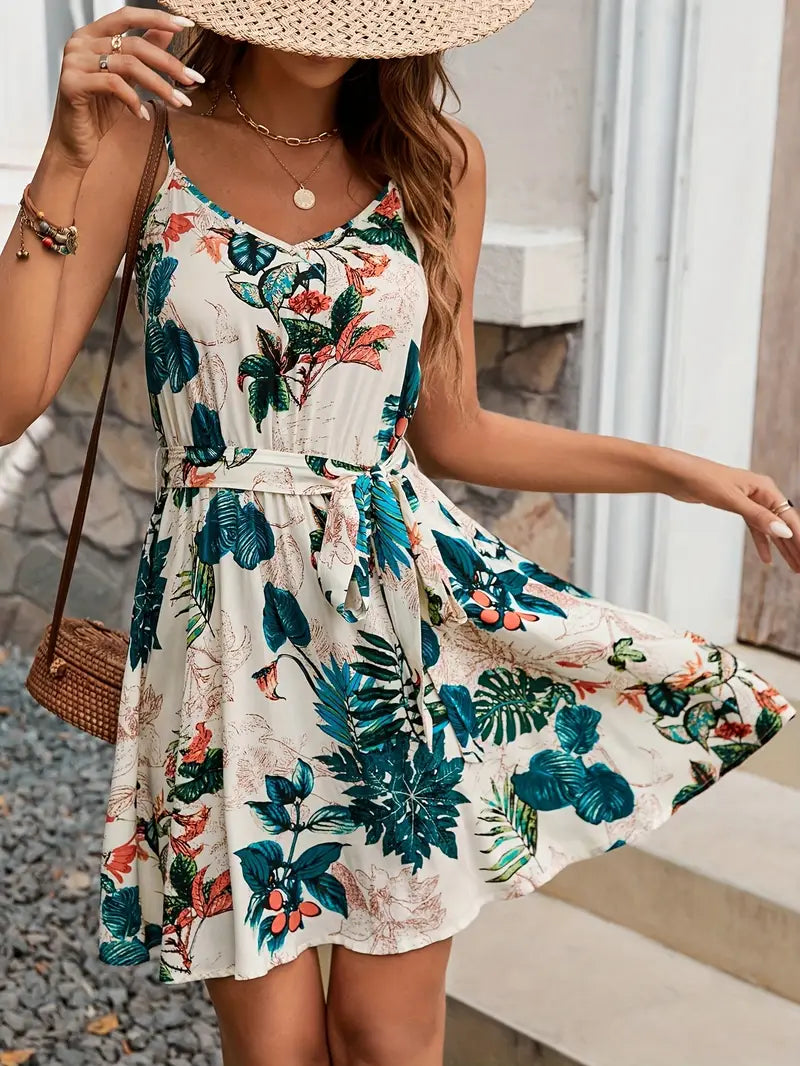 Letnia sukienka boho z kwiatowym nadrukiem - przewiewna sukienka maxi, swobodna i modna dla kobiet
