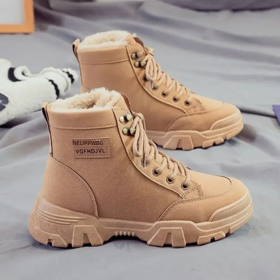 Aneta - Sznurowane Wysokie Miękkie Buty Zimowe Damskie