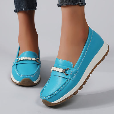 Damskie wsuwane loafersy - Lekkie buty casualowe ze sztucznej skóry z podeszwą pu
