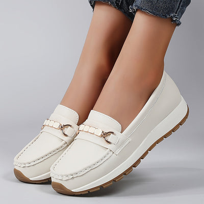 Damskie wsuwane loafersy - Lekkie buty casualowe ze sztucznej skóry z podeszwą pu