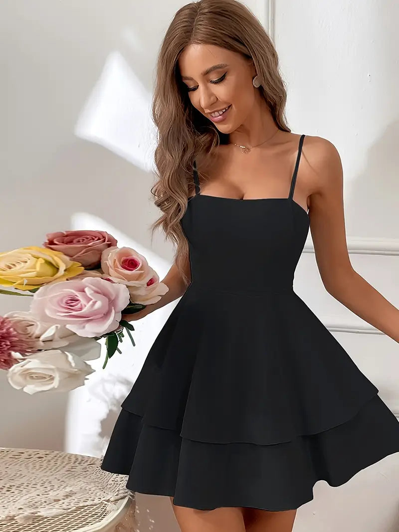 Elegancka falbaniasta sukienka letnia bez rękawów z kokardką
