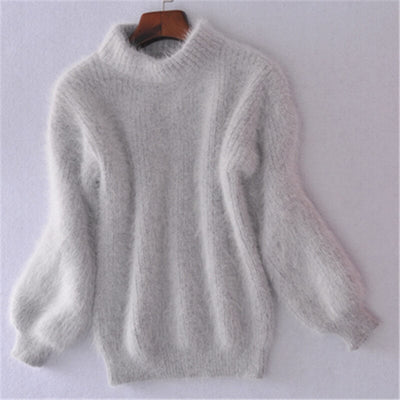 Agnieszka™ - Sweter Dzianinowy z Luźnym Splotem z Wełny