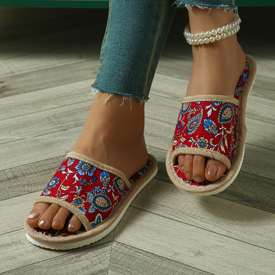 Letnie kapcie damskie - Lekkie, kolorowe kapcie z wzorem paisley