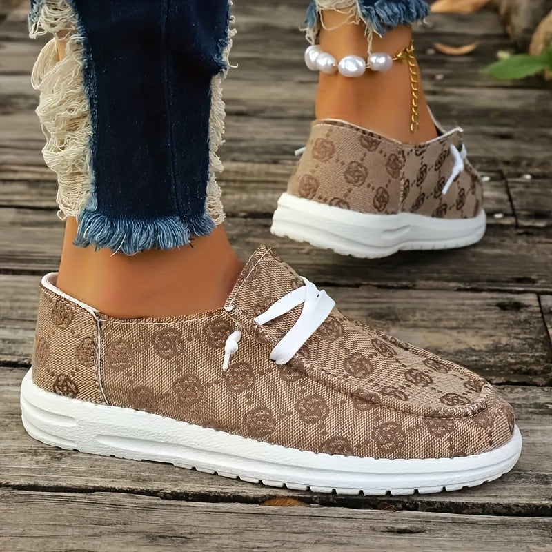Letnie loafersy damskie - Lekkie buty wsuwane z kwiatowym wzorem