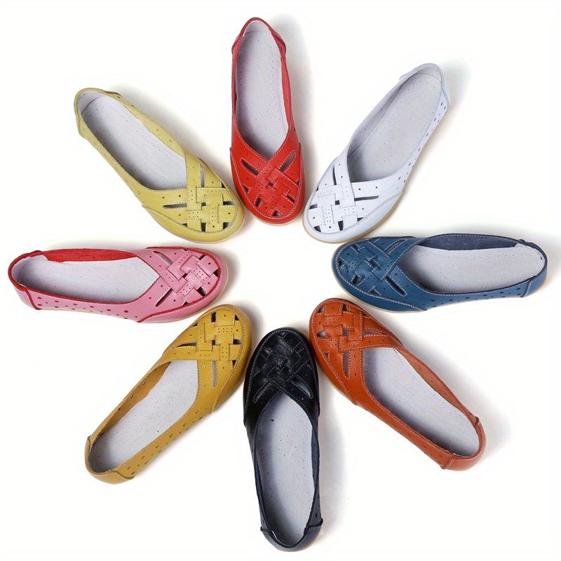 Damskie loafersy z poprzecznymi paskami, oddychające i wygodne buty wsuwane