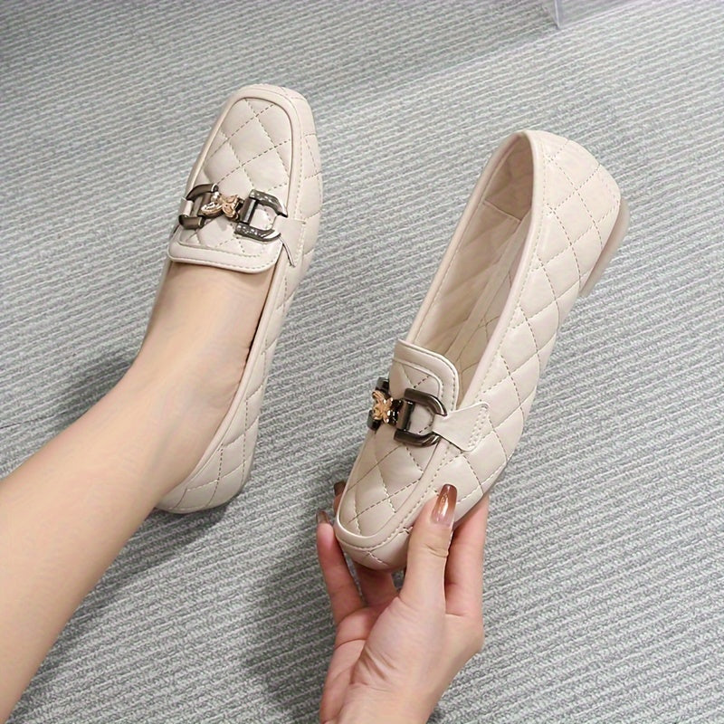 Czarne loafersy Penny, pikowany wzór z cekinami, lekkie płaskie buty