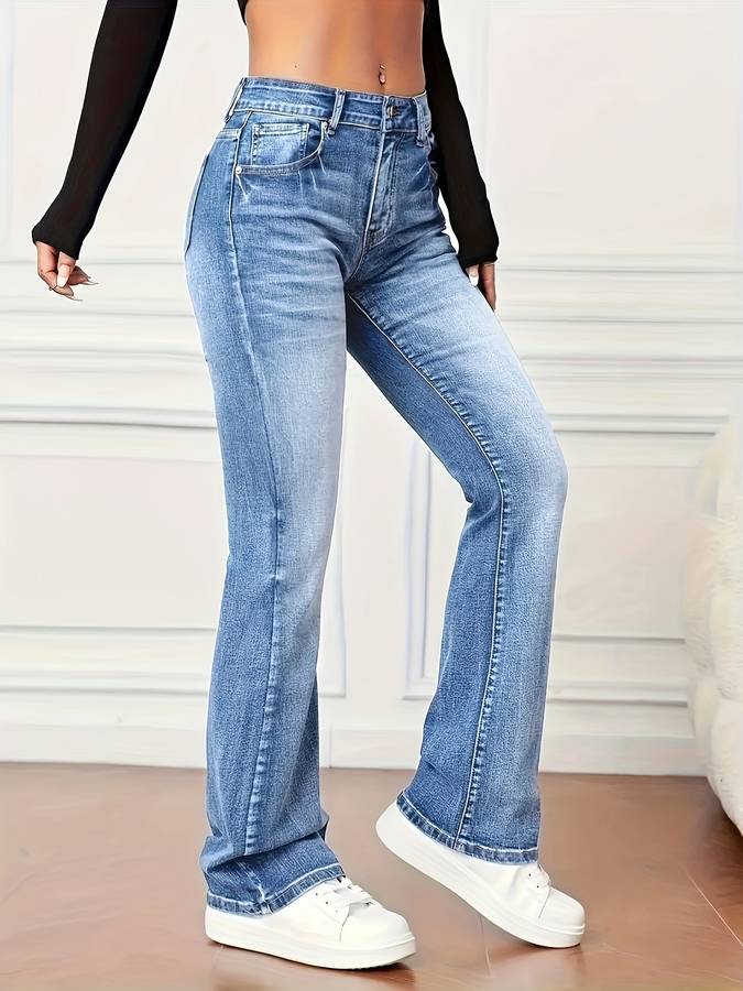 Rozkloszowane jeansy w stylu vintage ze stretchem