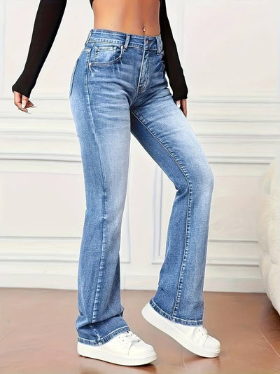 Rozkloszowane jeansy w stylu vintage ze stretchem