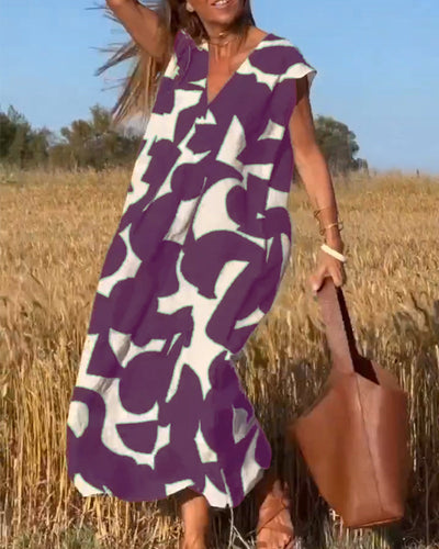 Sukienka z nadrukiem Mirabella™ V-Neck: Eksplozja stylu i elegancji!