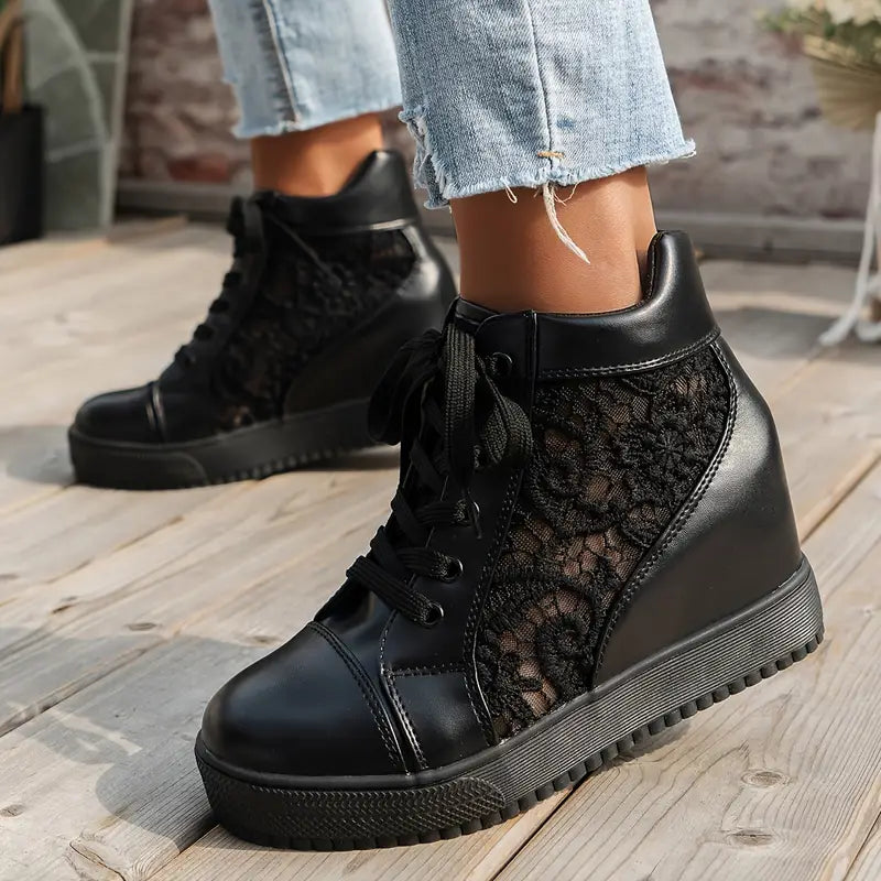 Buty sznurowane, podwyższenie oddychające, buty na co dzień