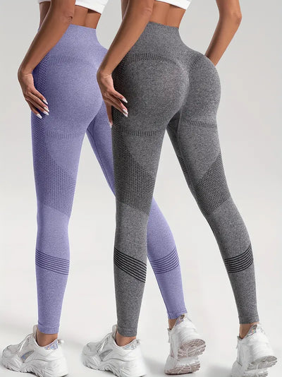 Dahlia - 2 szt. Legginsy sportowe do jogi i fitness w jednolitym kolorze o wysokiej rozciągliwości