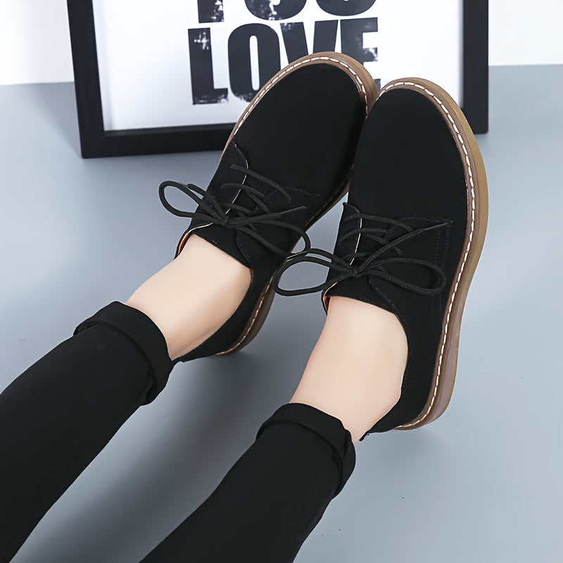 Damskie loafersy wykonane ze sztucznej skóry - Wygodne i oddychające sznurowane buty