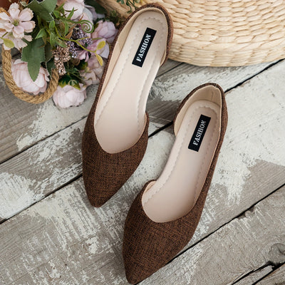 Elegancki czubek palca płaski, wycięty boku Tweed-Slip-On Buty