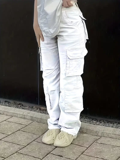 Jeni - spodnie jeansowe cargo w stylu retro z dżinsami w stylu street z wysokim stanem