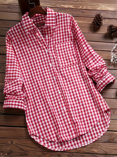 Klasyczna koszula z nadrukiem gingham i zapięciem na guziki