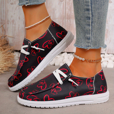 Damskie wsuwane mokasyny - lekkie i wygodne buty codzienne z wzorem serca