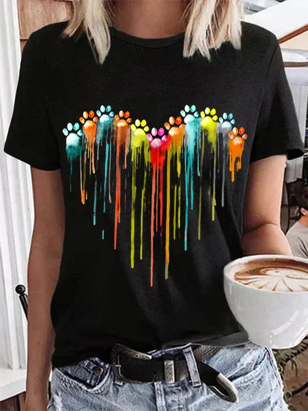 T-shirt Izabelli z kolorowym wzorem psa