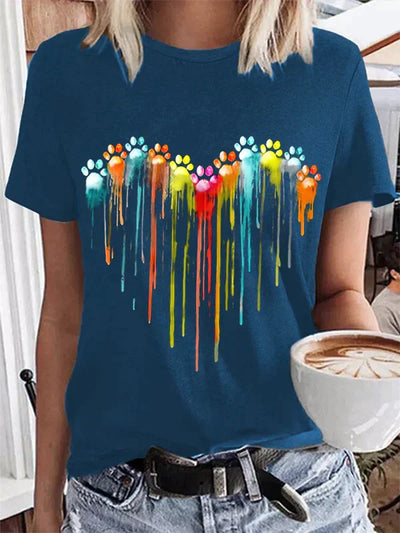 T-shirt Izabelli z kolorowym wzorem psa