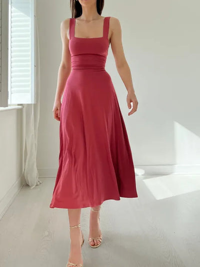 seline - nowa sukienka mini slim fit na grubych ramiączkach na lato 2024