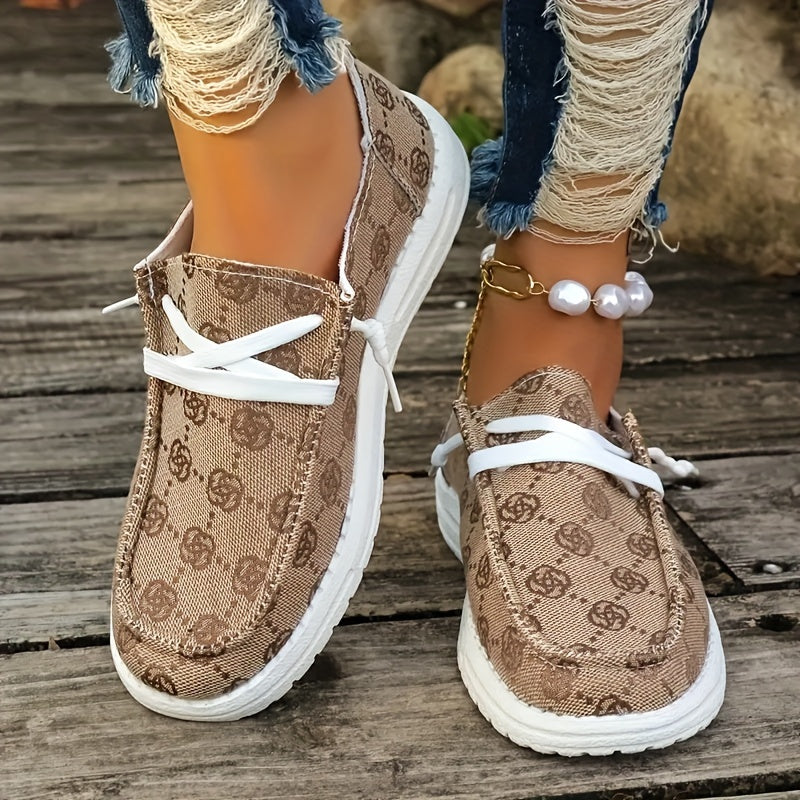 Letnie loafersy damskie - Lekkie buty wsuwane z kwiatowym wzorem