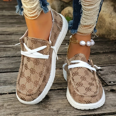 Letnie loafersy damskie - Lekkie buty wsuwane z kwiatowym wzorem