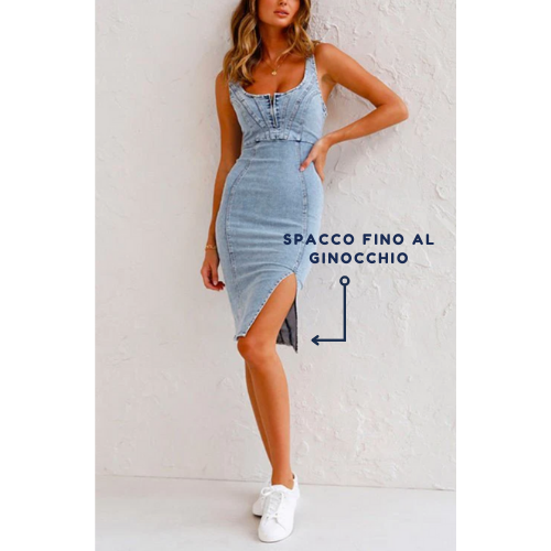 Sara™ - Dżinsowa sukienka o wąskim kroju zapewniająca elegancki wygląd